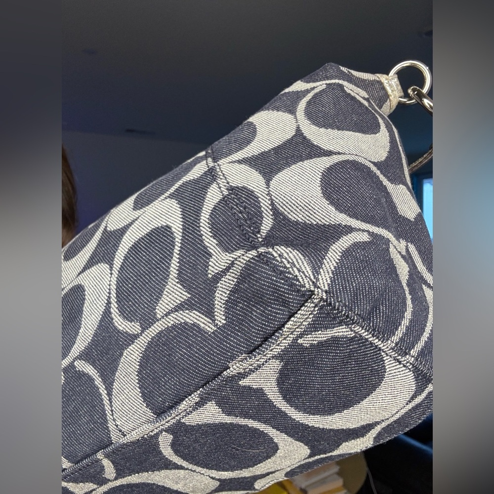 Coach Signature Striped Denim Tote - Picture 16 of 17